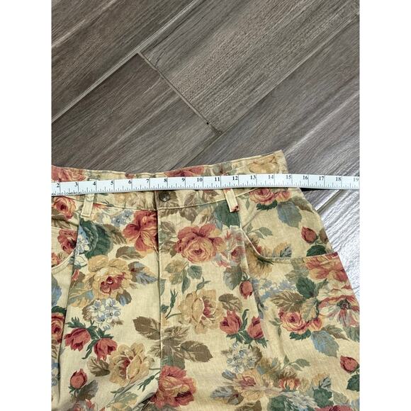 Vintage 80s 90s Floral Pleated Cotton Woman's Pants Size 14 - Picture 4 of 6